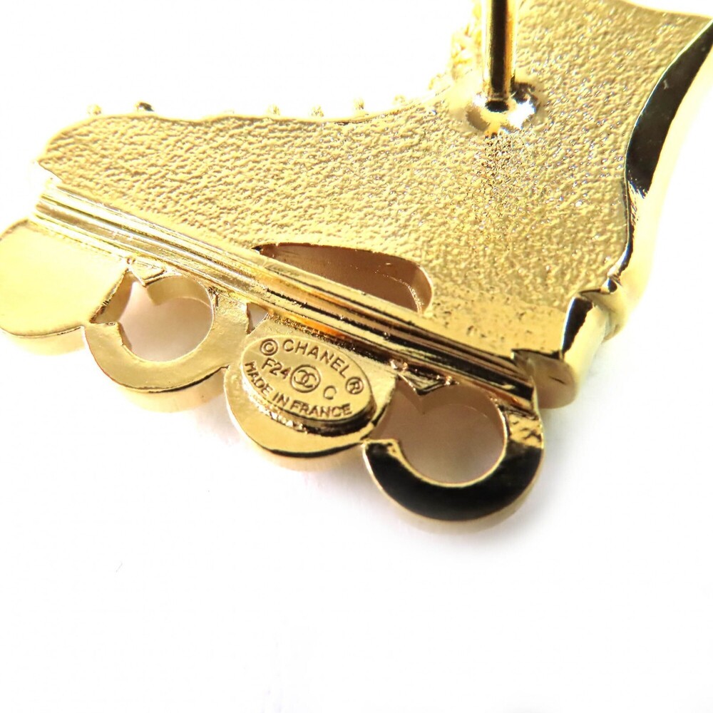 CHANEL Authentic Gold Pearl Logo Brooch - Picture 5 of 5